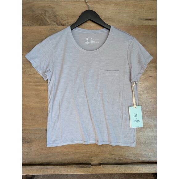 ibex Tops - Ibex T Shirt Womens S Silver Melange Paradox Pocket Short Sleeve Round Neck NWT